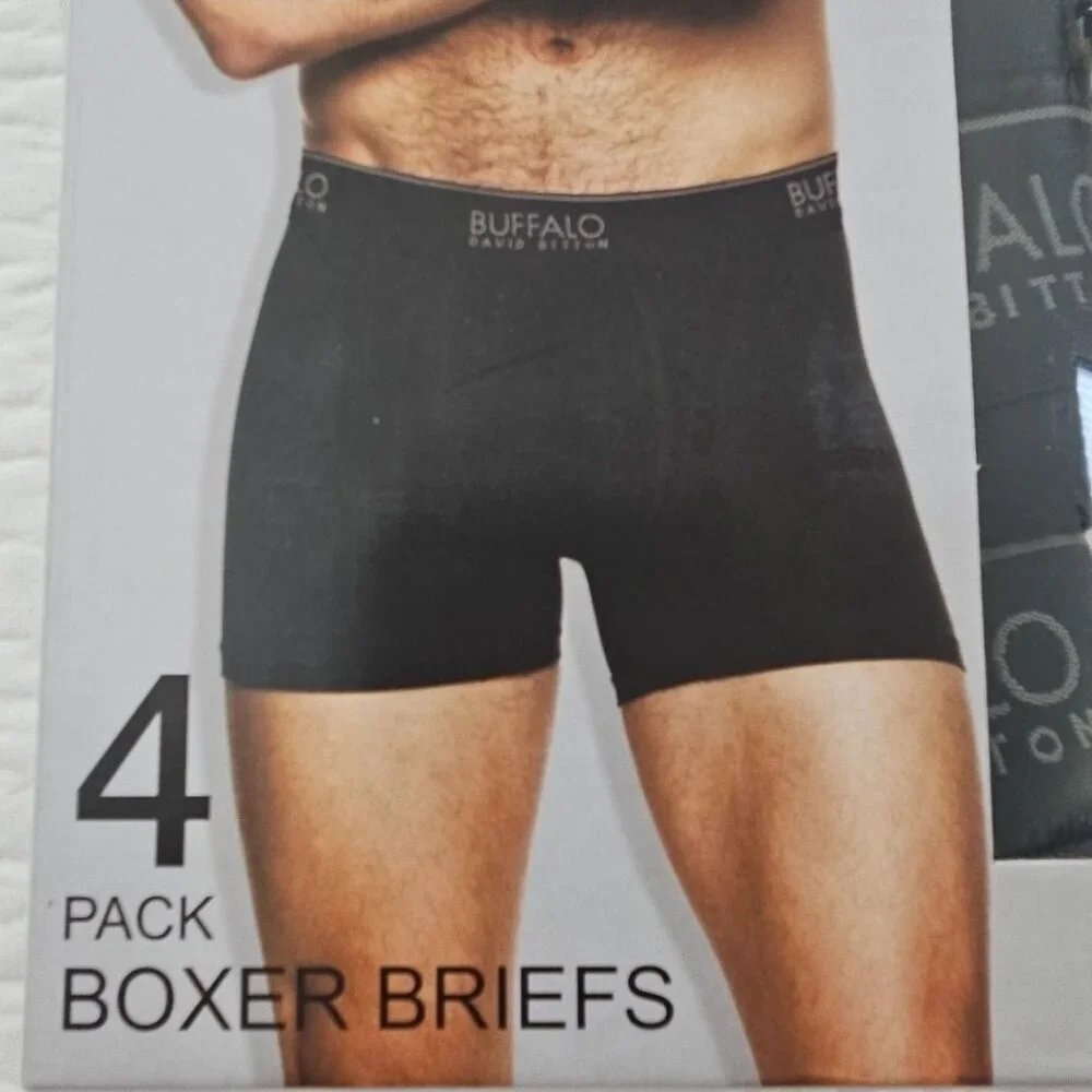 Buffalo David Bitton 4-Pack Boxer Briefs Men's‎ S (28-30) Grey Black NIB Stretch